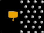 An animation showing the motion of atoms in a solid as a single sound compression waves travels through it. The wave is triggered by a hammer hitting the solid. You can vary the force of impact.